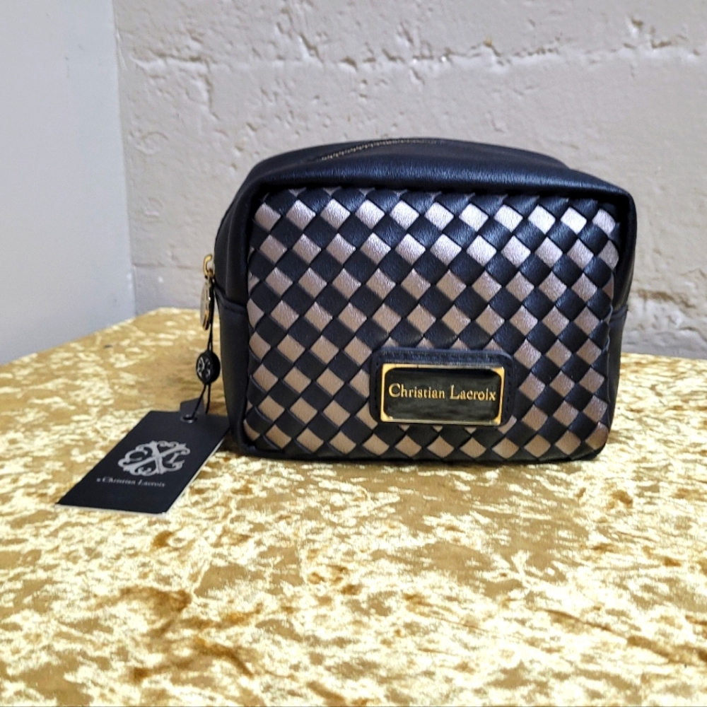 Christian Lacroix make-up pouch bag black silver New with tags